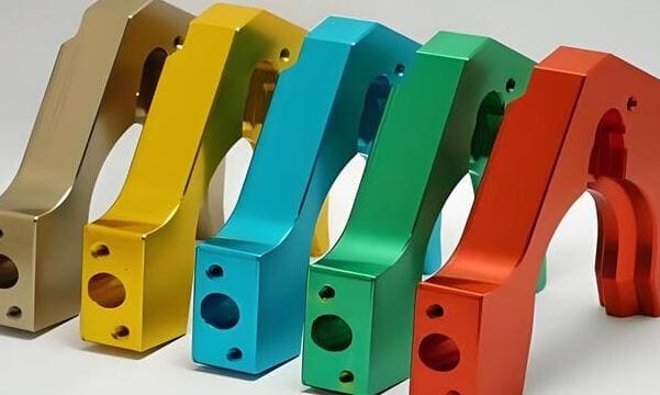 Anodized aluminum CNC parts showing Type II and Type III hard coat finishes